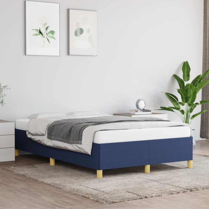 vidaXL Cadru de pat fără saltea Albastru 120x190 cm țesătură 379521