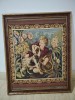 Superba tapiserie franceză lucrata integral manual,lucrare &icirc;ncadrata Intr-o rama din lemn sculptata , dimensiuni 57 cm cu 47