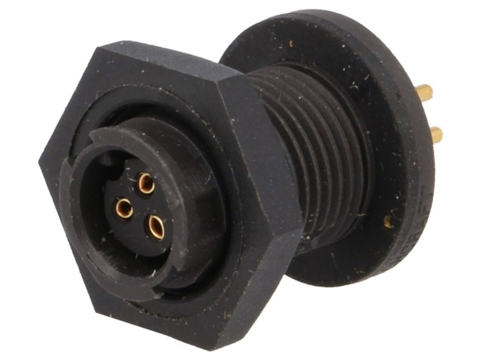 Conector circular mamă THT pentru panou
