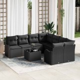 VidaXL Set de canapele pentru grădină 9 pcs Negru 55 x 55 x 37 cm