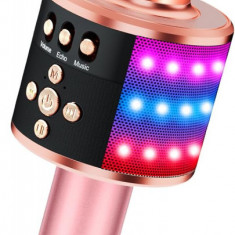 Microfon wireless Bluetooth Karaoke cu lumini LED