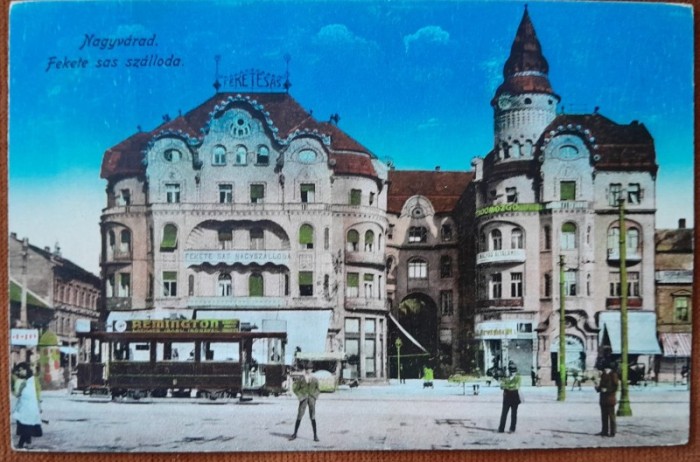Carte postala, Oradea, Hotel Black Eagle, perioada interbelica