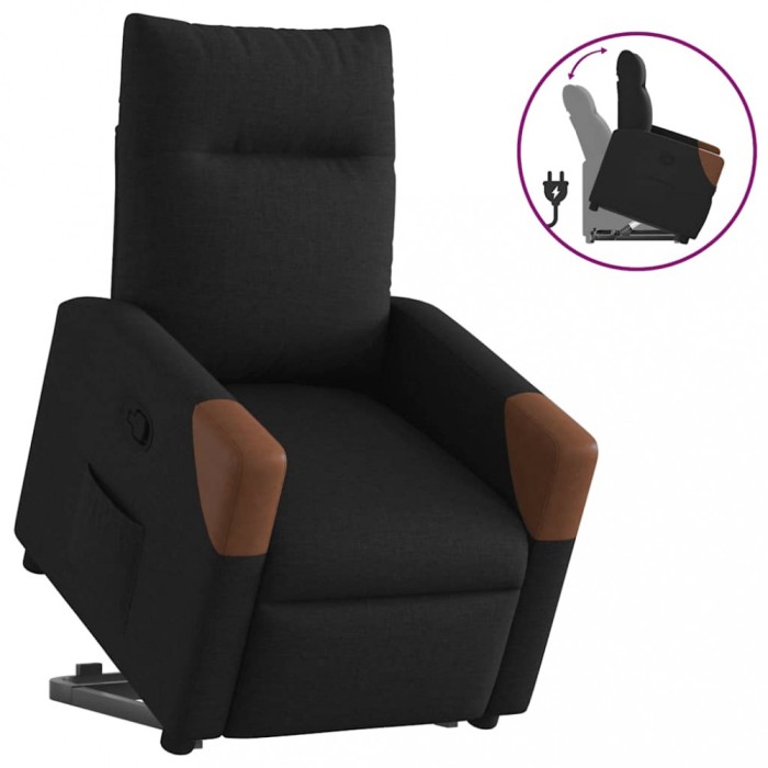 vidaXL Fotoliu rabatabil cu ridicare pe verticală, negru, textil 3324008