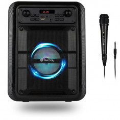 Boxa portabila NGS ROLLER LINGO BLACK 20W, cu microfon pentru karaoke si lumini LED incorporate - RESIGILAT
