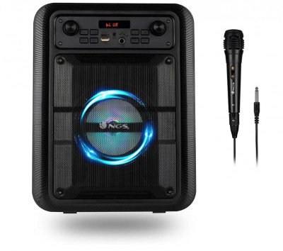 Boxa portabila NGS ROLLER LINGO BLACK 20W, cu microfon pentru karaoke si lumini LED incorporate - RESIGILAT foto