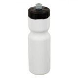 Sticlă Apă Sport, Squeezie, Plastic, Capacitate 0,65L, Alb, Capac Negru, Flip Top, Oem