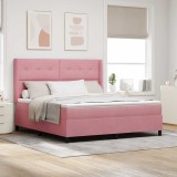 Cumpara ieftin Pat cu arcuri cu headboard Roz 180 x 200 cm Catifea