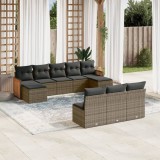 vidaXL Set mobilier de grădină cu perne, 10 piese, gri, poliratan 3260471