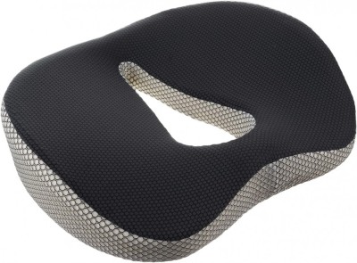Perna Ortopedica suport Coccis/sezut, cu Husa Detasabila, Memory Foam, Alb/Gri, 46x36x11 cm foto