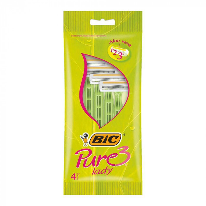 Set 4 Aparate De Ras Bic Pure Cu 3 Lame, Lame Inoxidabile, Lame Pentru Ras, Lame De Ras Pentru Femei, Set Lame De Ras, Lame De Epilat Femei, Aparate D