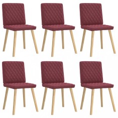 vidaXL Scaune de bucătărie pivotante, 6 buc., roșu vin, textil