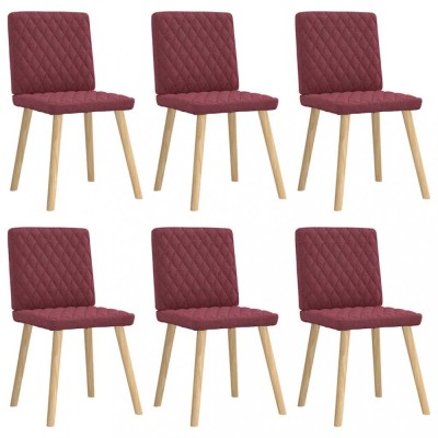 vidaXL Scaune de bucătărie pivotante, 6 buc., roșu vin, textil 3315494 foto