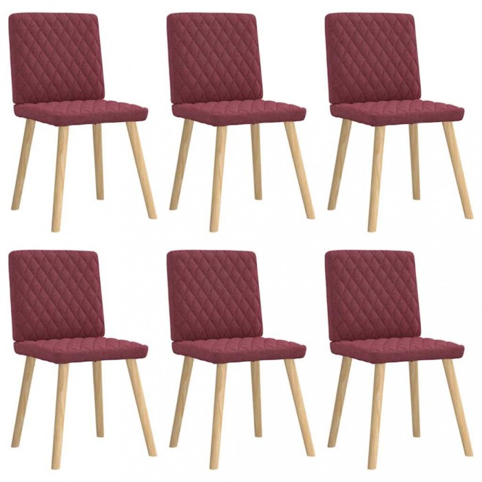 vidaXL Scaune de bucătărie pivotante, 6 buc., roșu vin, textil 3315494