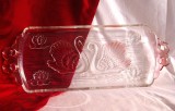 PLATOU / TAVA STICLA GERMANIA DECOR CU LEBEDE 39 CM