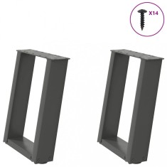 vidaXL Picioare pentru măsuță de cafea &icirc;n formă de U, 2 buc., antracit, 38x(42-43) cm, oțel 4012762