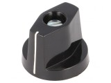 Buton rotativ cu flanșă și indicator plastic, negru, &Oslash; 6mm