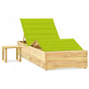 VidaXL Șezlong de grădină cu masă și pernă, lemn de pin tratat 3065965