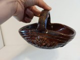 Cosulet ceramica lut ars si zmaltuit, romanesc vechi anii 70-80, artizanat RO