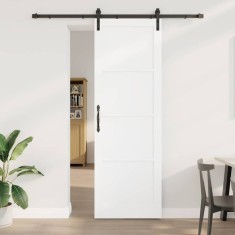 Ușa Glisantă Alb și negru 78 x 232 cm Lemn de pin solid și oțel