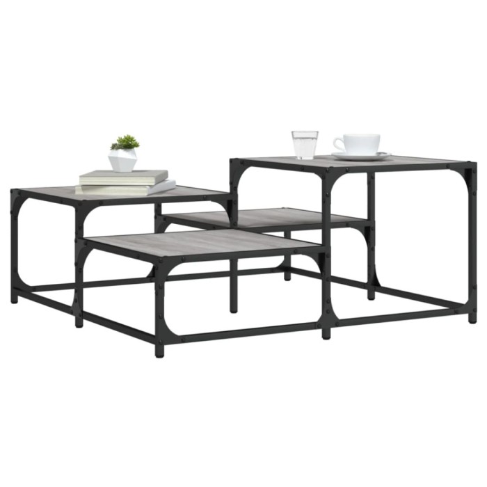 Gossi masuta de cafea, gri sonoma, 87,5x87,5x40 cm, lemn prelucrat