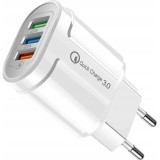 Cumpara ieftin Incarcator rapid cu 3 porturi USB, QC 3.0, 18 W, 2.1A, ABS, universal, protectie supraincalzire, alb