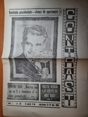 ziarul contrast 21-27 decembrie 1990-interviu dumitru iuga foto
