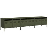 Cumpara ieftin Dulap TV, verde masliniu, 202x39x43,5 cm, otel laminat la rece