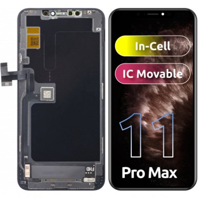 Display cu Touchscreen ZY pentru Apple iPhone 11 Pro Max, cu Rama, Versiune LCD In-Cell IC Movable, Negru foto