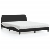 VidaXL Pat cu saltea, negru și alb, 160x200 cm, piele ecologică 3208442