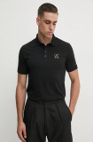 Karl Lagerfeld tricou polo barbati, culoarea negru, neted, 544221.745024