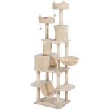 PawHut Ansamblu Zgariat Pisici 206cm cu St&acirc;lpi Sisal, Peșteri, Hamace - Bej