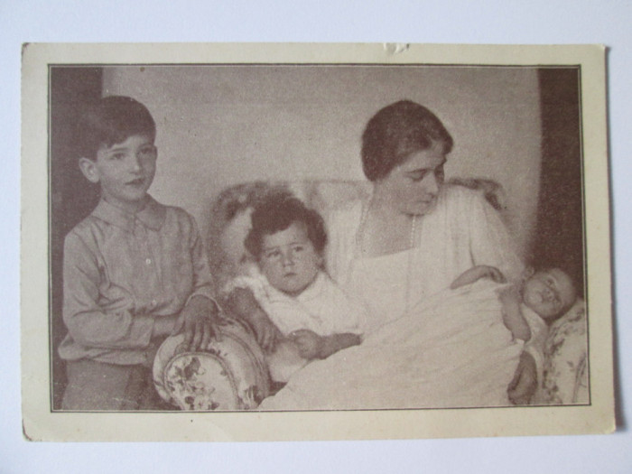 Rara! Maria(Mignon de Romania) regina Iugoslaviei cu cei 3 copii,c.pos.anii 30