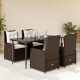 vidaXL Set mobilier de grădină, 5 piese, cu perne, maro, poliratan 3262843