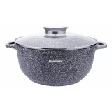 Oala cu capac, din aluminiu cu invelis ceramic marmorat, capacitate 5.6 litri, diametru 26 cm, Klausberg