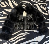 Jachetă scurtă tip blană artificială neagră