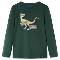 Tricou pentru copii cu m&acirc;neci lungi verde &icirc;nchis 116 12841