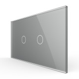 Cumpara ieftin Intrerupator touch dublu Livolo cu rama din sticla gri, standard italian 4M