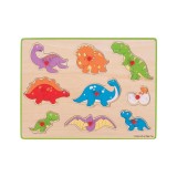 Puzzle din lemn incastru - Dinozauri, BigJigs Toys