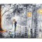 Tablou mire si mireasa pictat manual dormitor, living, Casa de piatra, stilizat, 100x60cm ulei pe panza in cutit efect 3D, Magnific