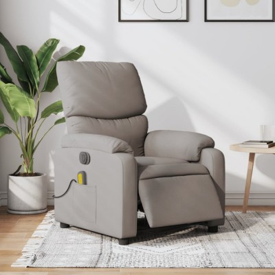 vidaXL Fotoliu electric de masaj rabatabil, gri taupe, textil foto