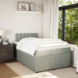 Gossi pat box spring cu saltea, gri deschis, 120x190 cm, catifea