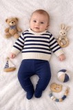 Set tricotat cu dungi Gonca bebe &ndash; confort și stil (Marime Disponibila: 9 luni)