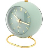 Ceas Decorativ Retro Verde cu Alarma, Silentios, Metalic, 9x10cm, Masa Birou, Stil Vechi