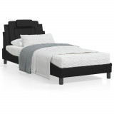 Cadru de pat cu lumina LED, negru, 90x190 cm, piele ecologica GartenMobel Dekor, vidaXL