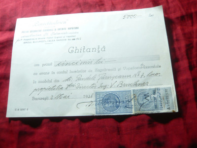 Chitanta cu Antet firma Corectitudinea -Zugraveli ,Decorari 1938 M.Mahorniak foto