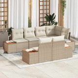 VidaXL Set de canapele pentru grădină cu pernă 7 pcs Bej Rattan poli