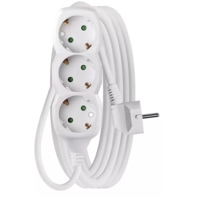 Prelungitor electric 5m 3x Schuko alb P0325R EMOS 3680W conductor cupru 1.5mm2 foto