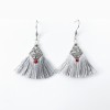 Cercei cu modele tibetane din metal argintiu antichizat cu ciucuri gri, Alti cercei