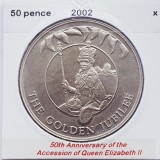 2888 Falkland 50 pence 2002 Elizabeth II (Jubilee) km 73, America Centrala si de Sud