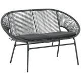 Outsunny Bancă Acapulco cu Brațe, Perne și Cadru din Oțel, Greutate Maximă 260 kg pentru Balcon, Terasă, Grădină 132x72x83 cm Negru | Aosom Romania